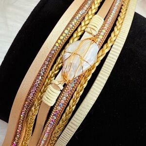 Gorgeous freshwater pearl wire, wrap, magnetic closure bracelet